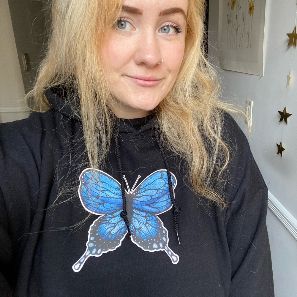 Watercolor Blue Butterfly Hoodie 🦋